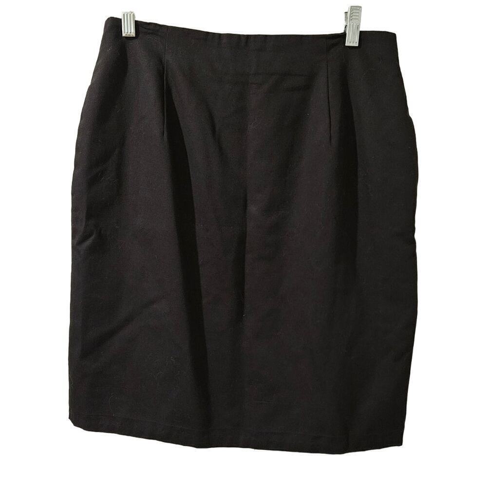 Christian Dior Knee Length Pencil Skirt Black Cotton‎ Lined Womens size 12